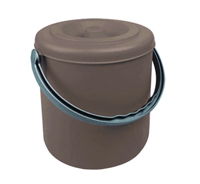 pattumiera tonda eureka tortora  con coperchio in cm.27x29h. lt.15     pz 3 - 4
