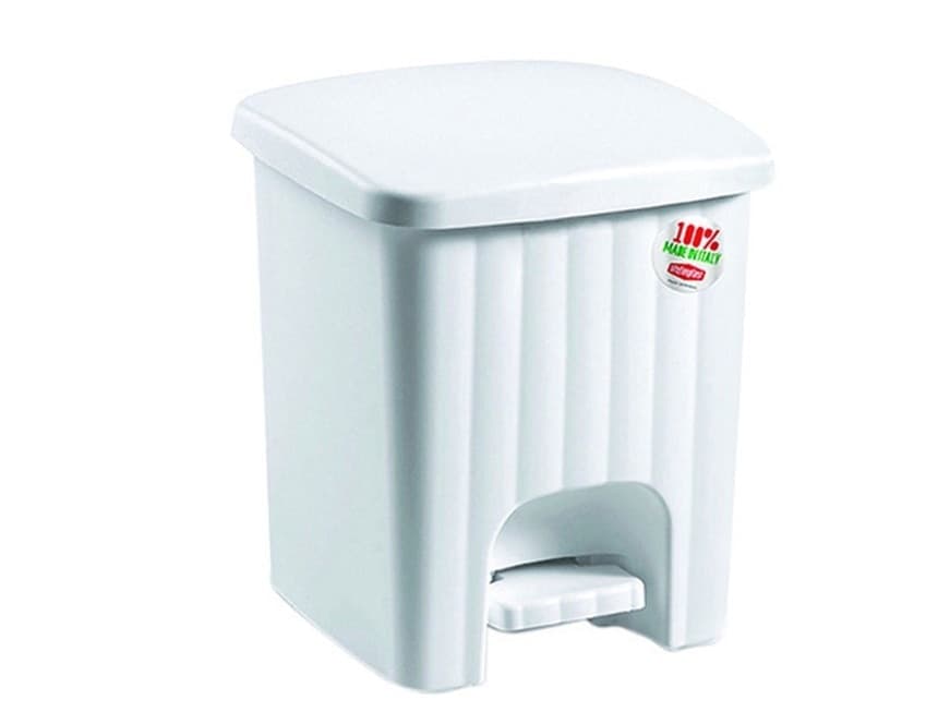 Eurostore07® pattumiera a pedale mini quadra lt. 20  cm.30x26x38,5h. -  bianca - 2