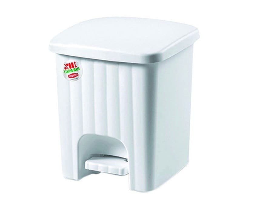 Eurostore07® pattumiera a pedale mini quadra lt.4,5  cm.20,5x20,5x23,5h. Bianca - 2