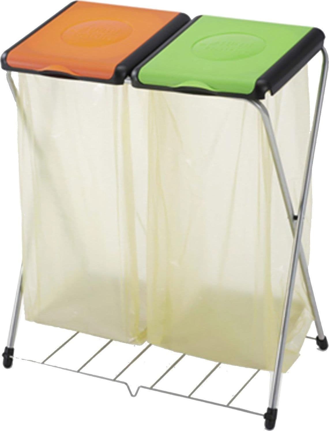 PATTUMIERA PORTASACCO  NATURE  2 SCOMPARTI cm.71,5x40x82   struttura in acciaio - 4