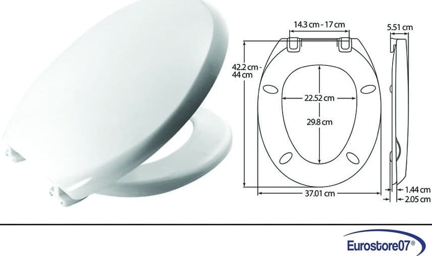 Sedile wc universale  atlantico  in plastica termoindurente  bianco mm 370 x 440 - 2