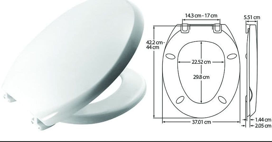 Sedile wc universale  atlantico  in plastica termoindurente  bianco mm 370 x 440 - 4