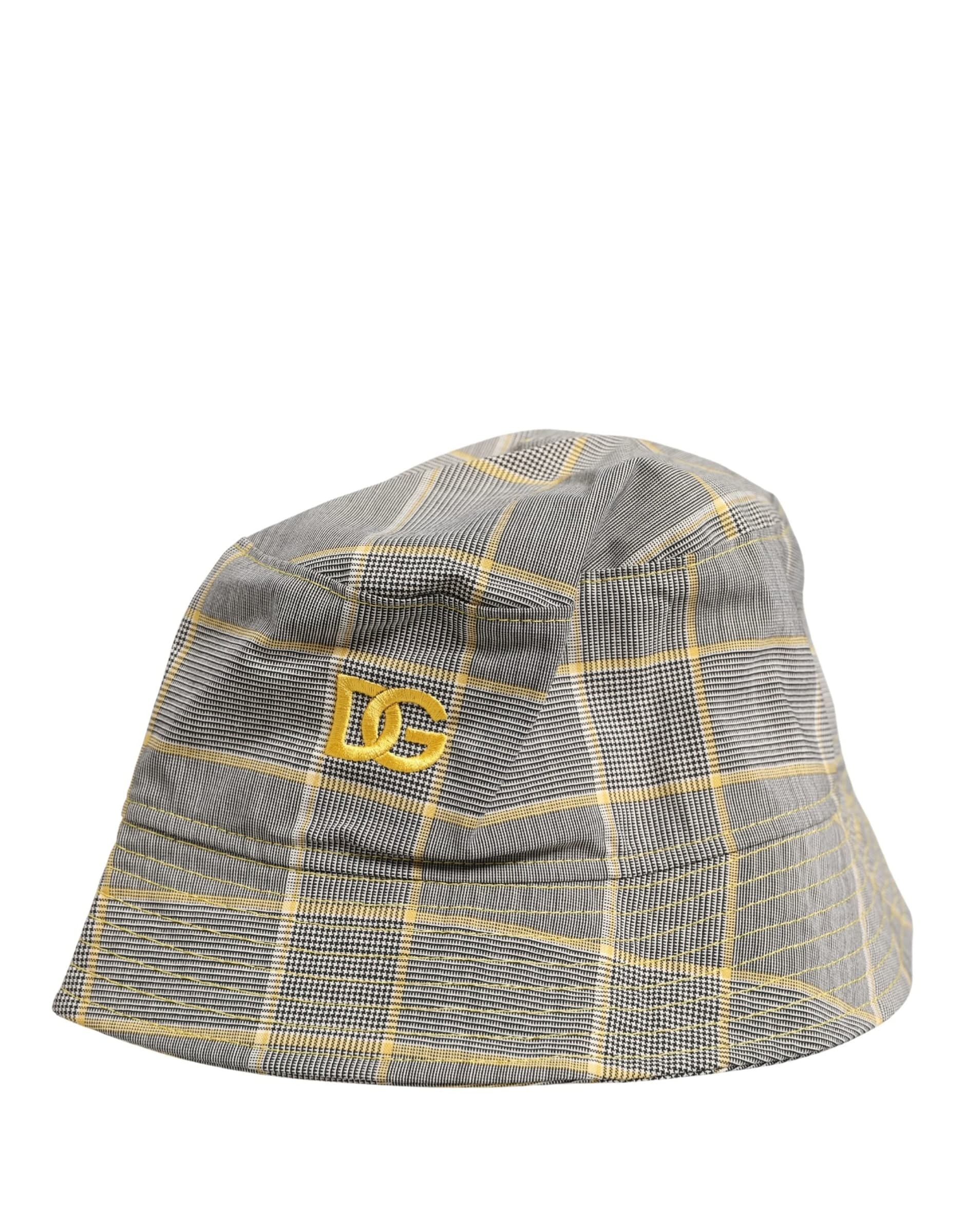 Dolce & Gabbana Men Gray Checkered Bucket Fisherman Capello Hat - 2