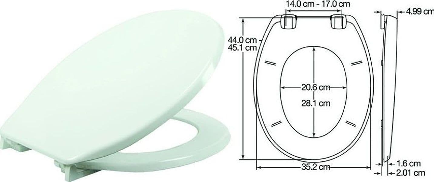 sedile wc universale  2850 buxton in plastica termoindurente bianco mm 352 x 451 - 3