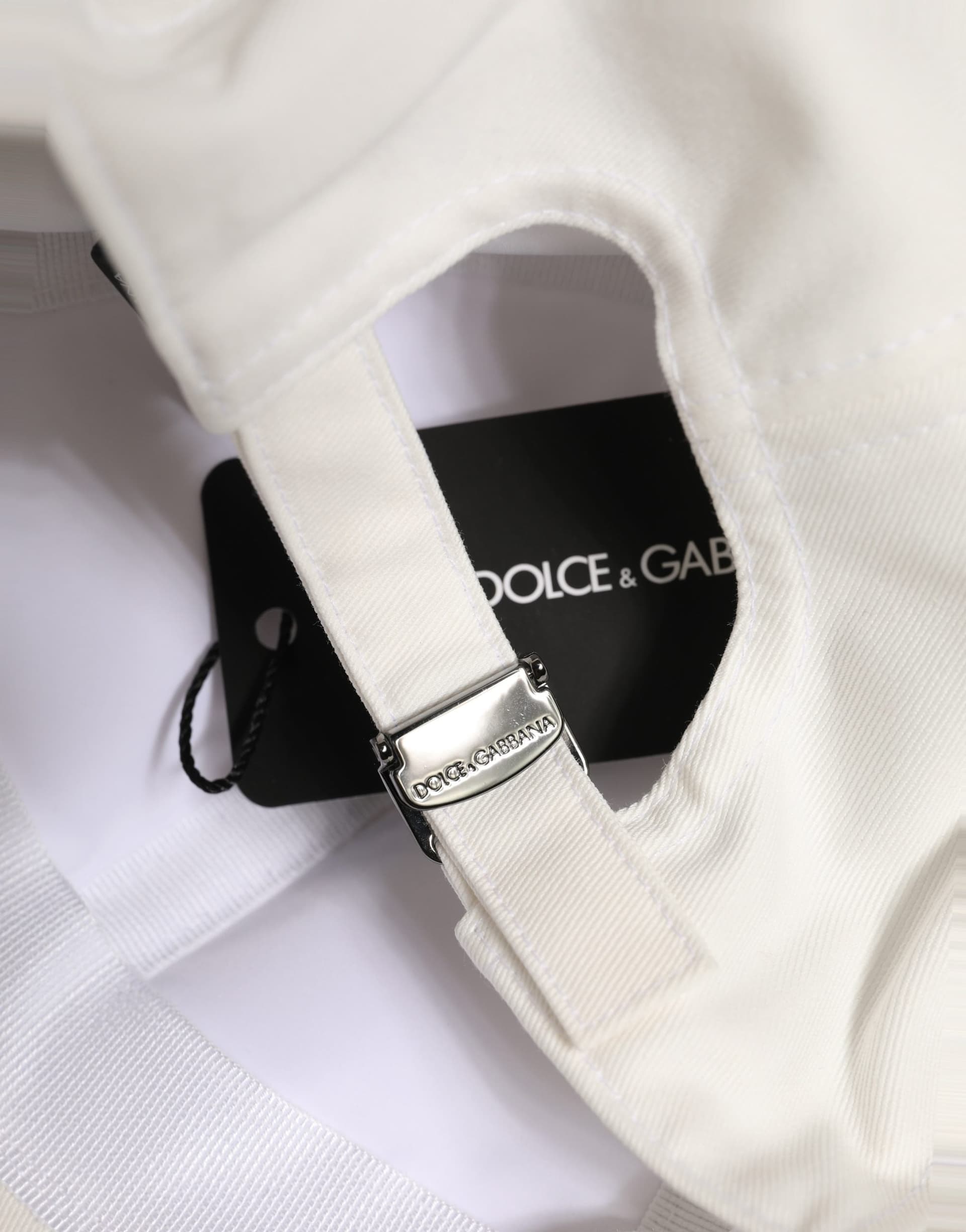 Dolce & Gabbana Men White Cotton Baseball Capello 6 Panels Hat - 6
