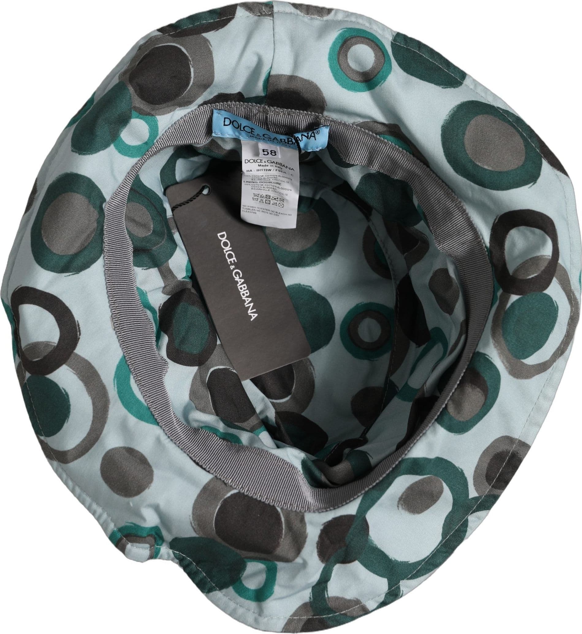Dolce & Gabbana Teal Cotton Big Polka Dot Pattern Bucket Hat - 5