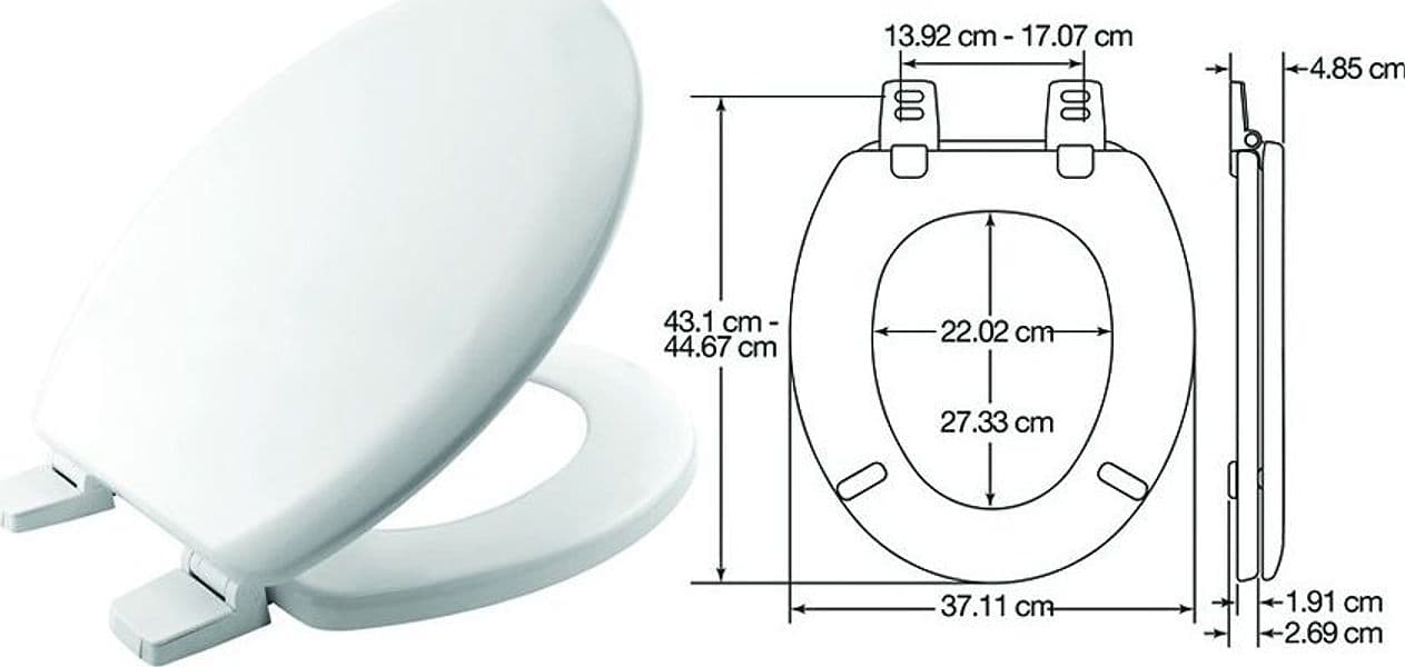 Sedile wc universale  in legno stampato e laccato  bianco mm 371 x 446 - 2