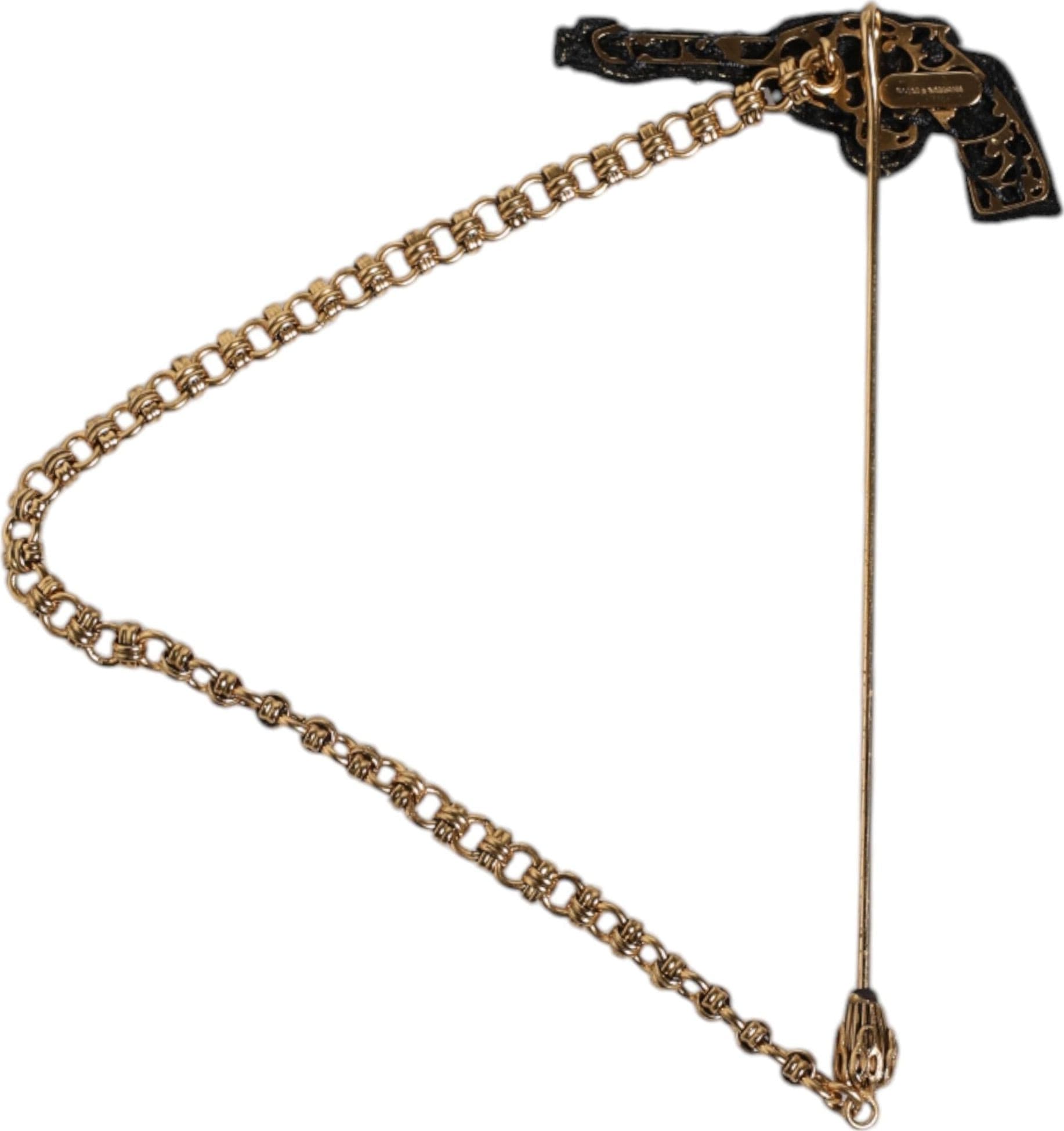 Dolce & Gabbana Black Gold Brass Copper Revolver Brooch Lapel Pin - 5