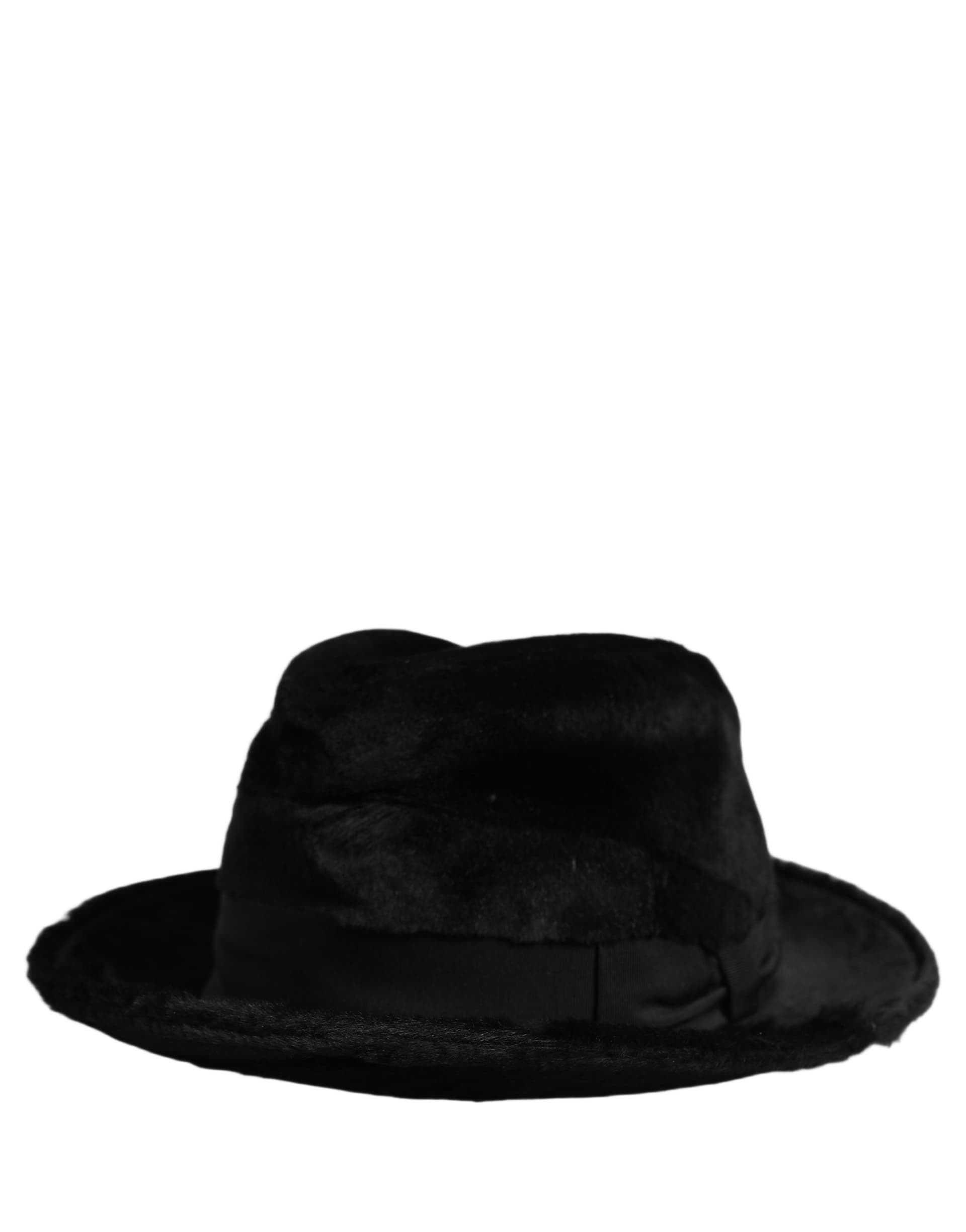 Dolce & Gabbana Men Black Classic Wide Brim Fedora Capello Hat - 4