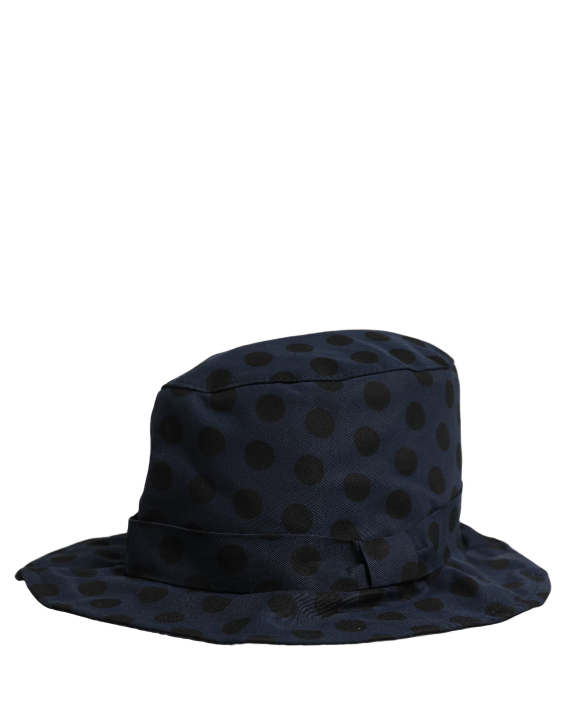 Dolce & Gabbana Blue Black Polka Dot Cotton Bucket Capello Hat - 2