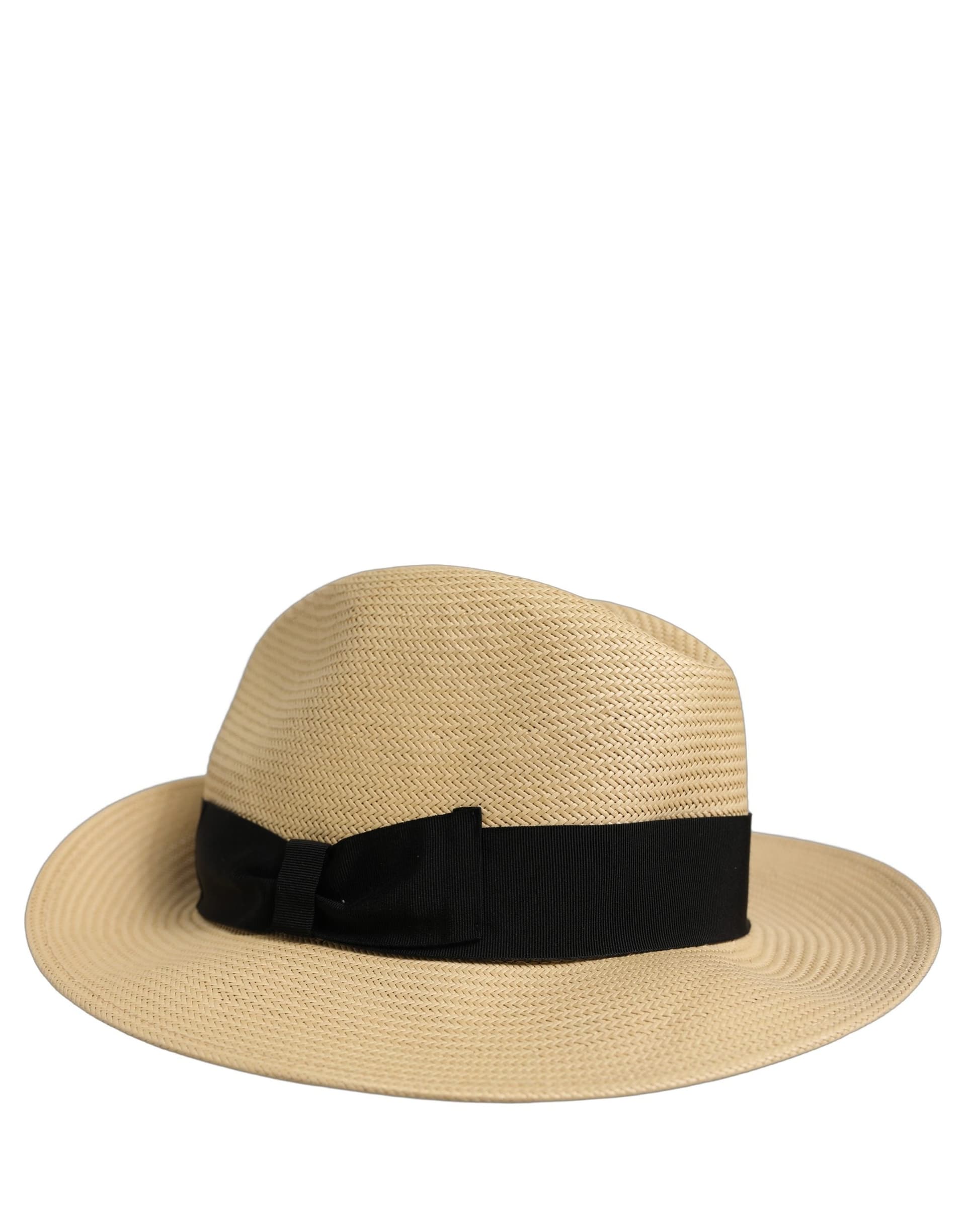 Dolce & Gabbana Men Beige Paper Straw Fedora Panama Capello Hat - 2