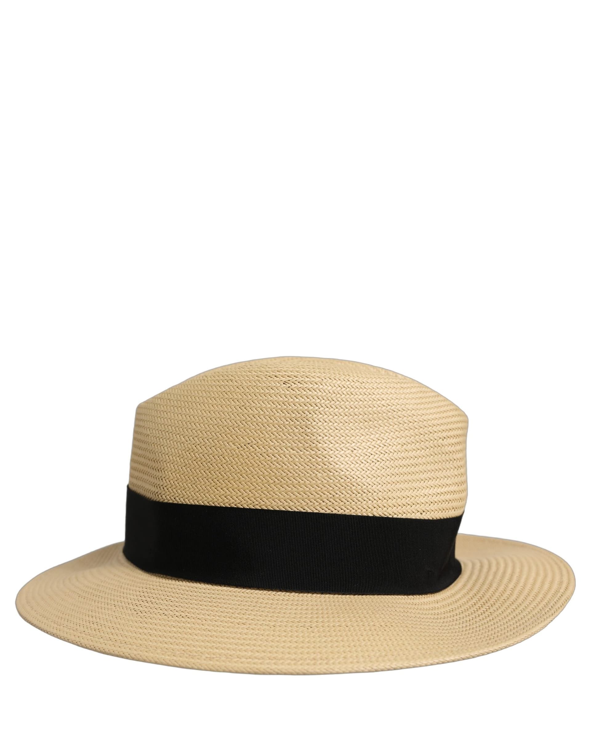 Dolce & Gabbana Men Beige Paper Straw Fedora Panama Capello Hat - 4