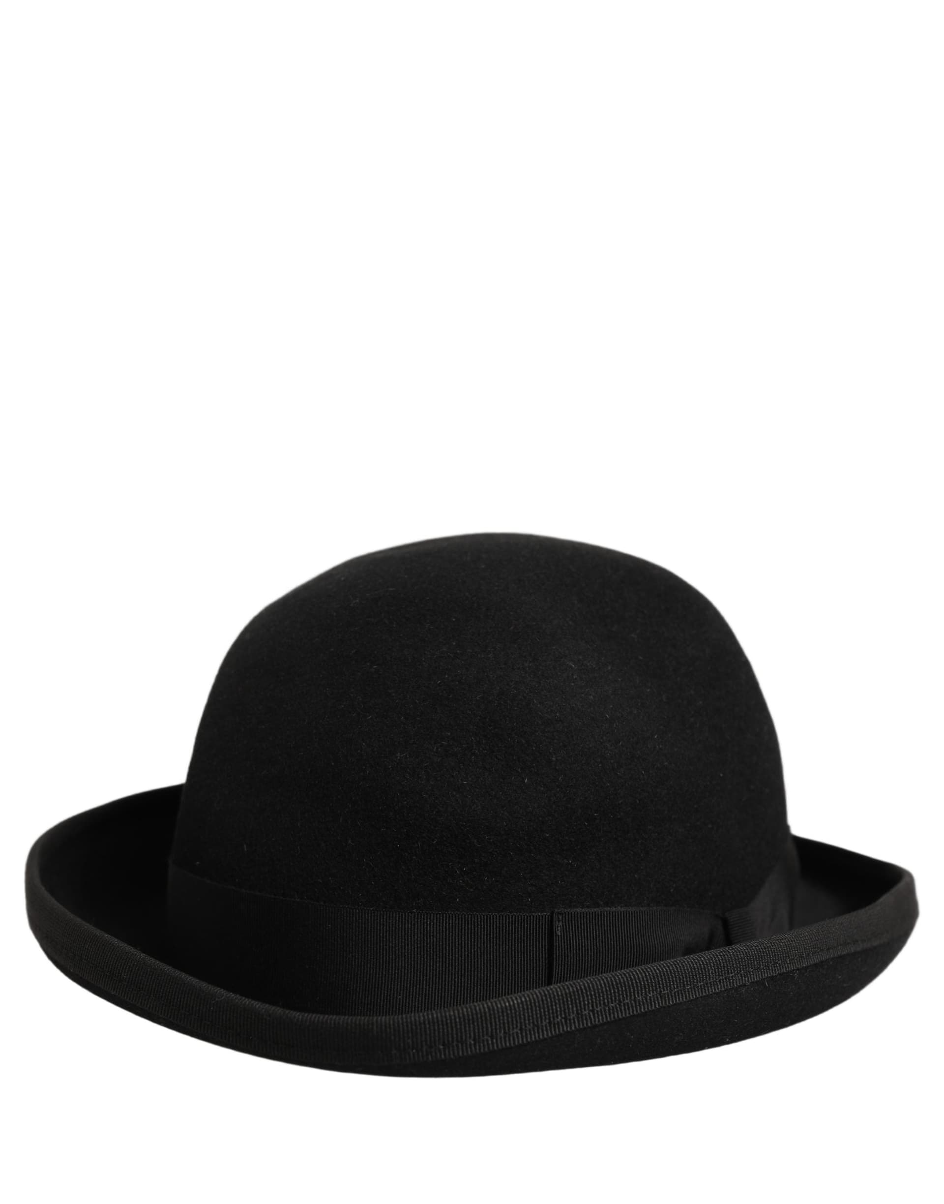 Dolce & Gabbana Men Black Rabbit Fur Felt Bowler Capello Hat