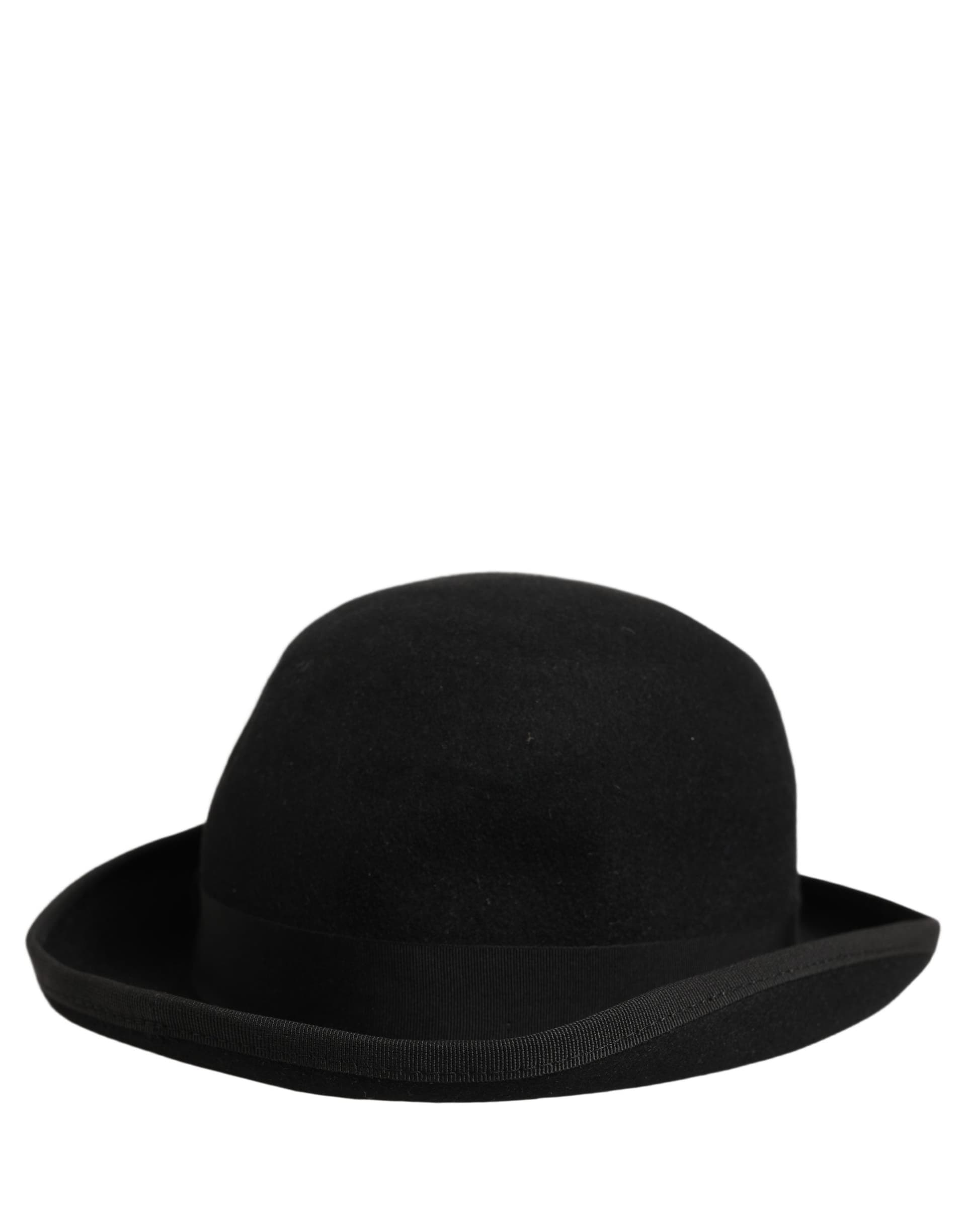 Dolce & Gabbana Men Black Rabbit Fur Felt Bowler Capello Hat - 3