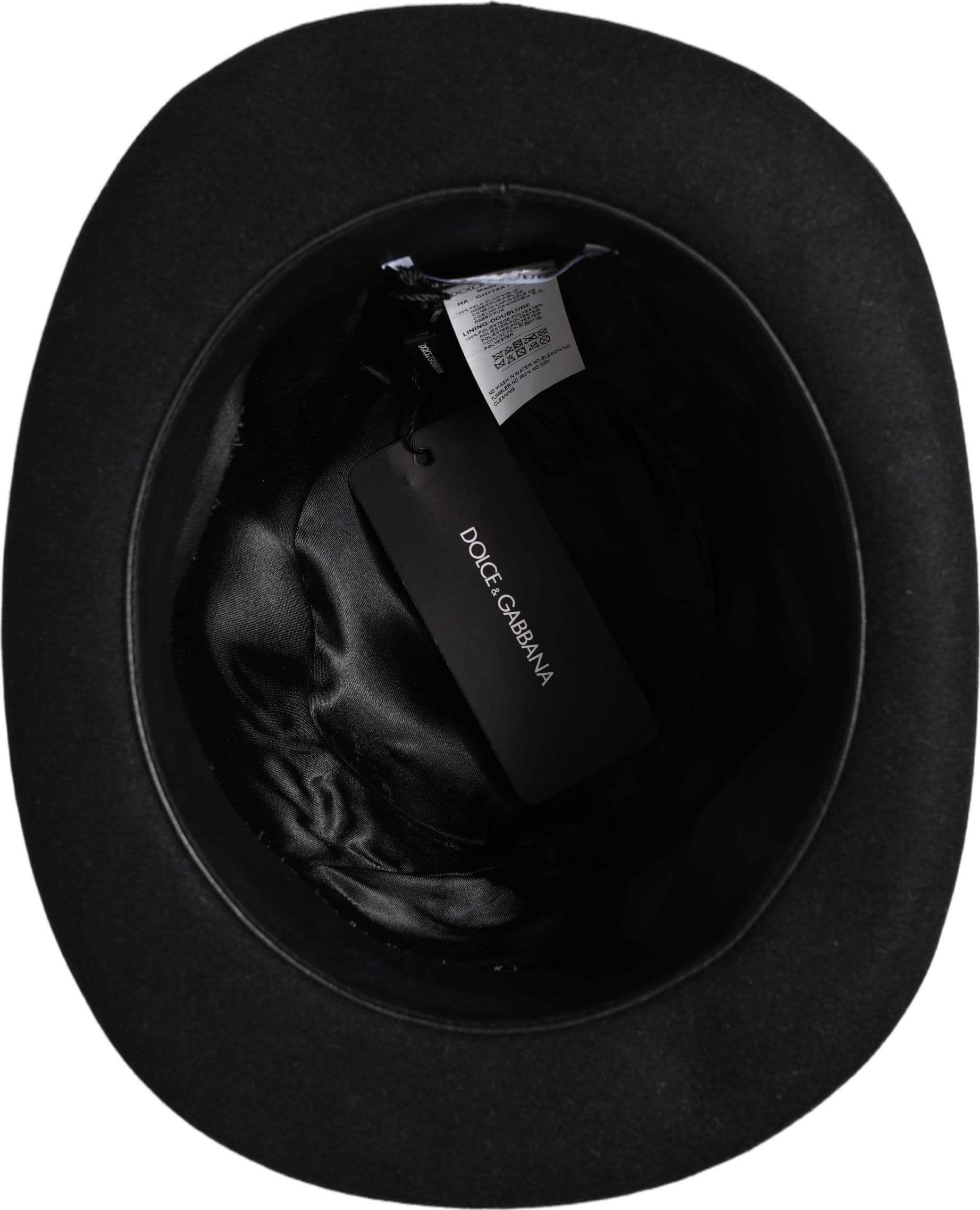 Dolce & Gabbana Men Black Rabbit Fur Felt Bowler Capello Hat - 5