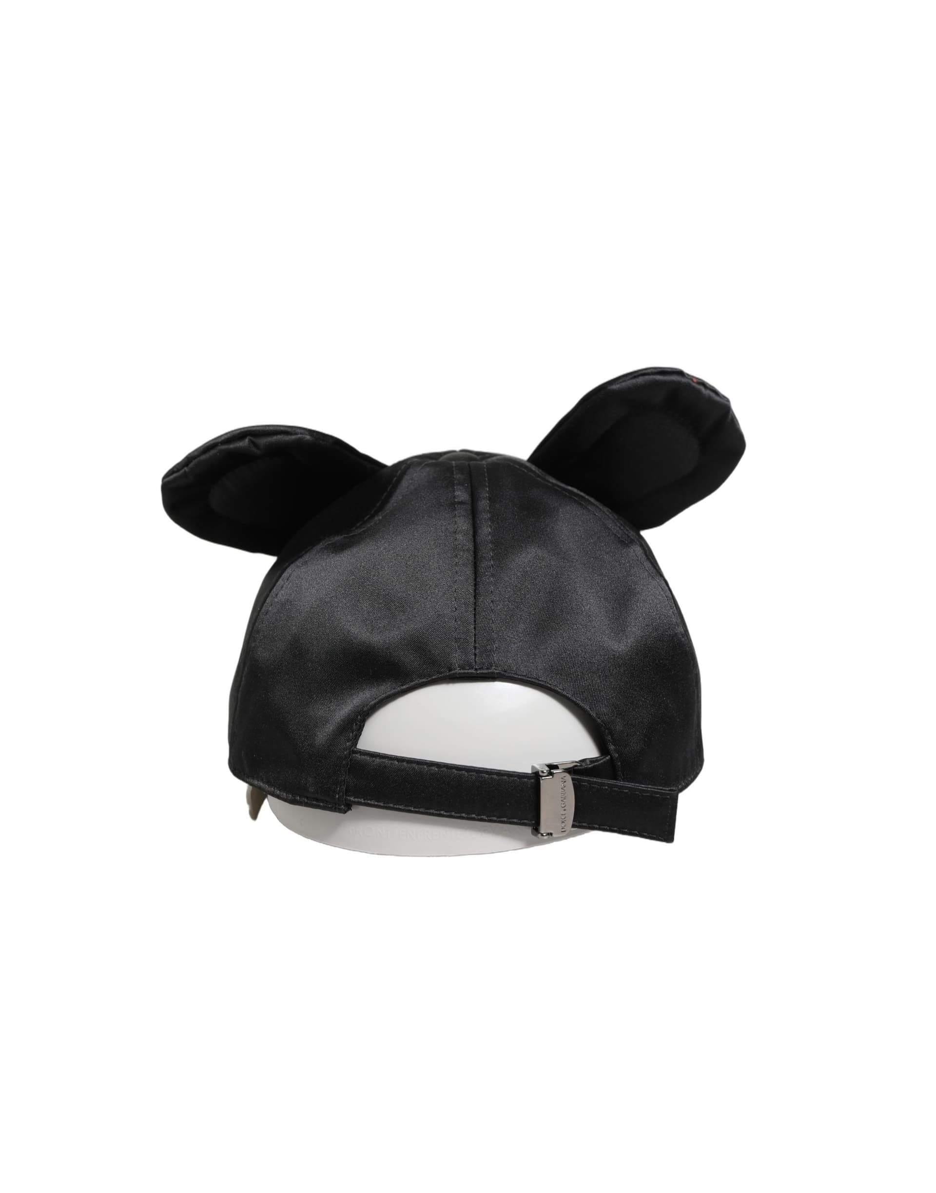 Dolce & Gabbana Men Black Velvet Animal Ears Baseball Cap Hat - 4