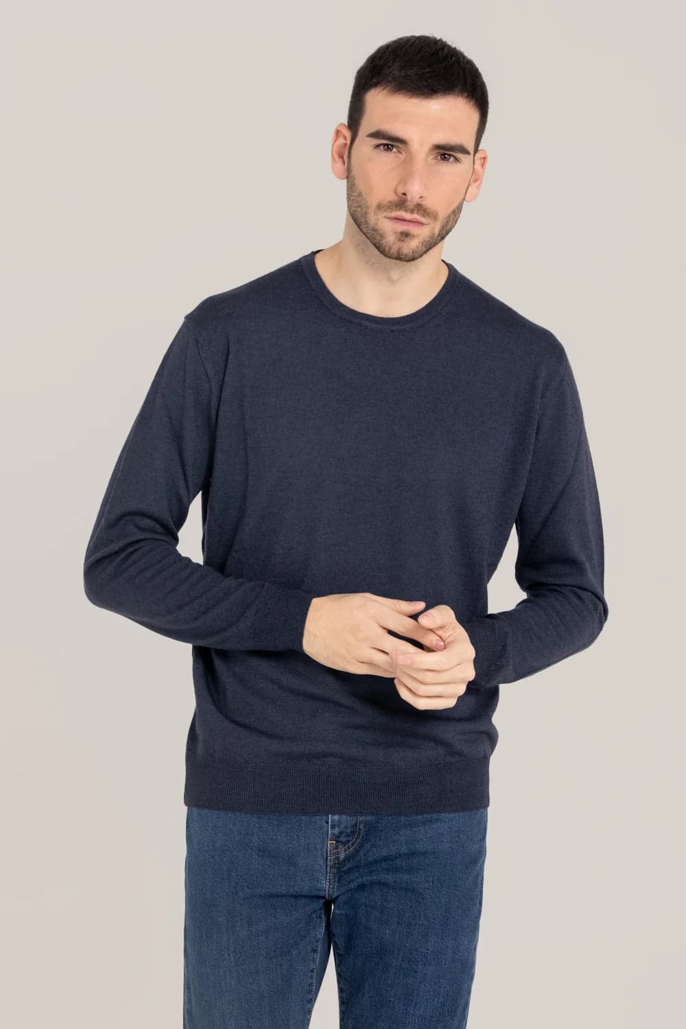 PrIvati Firenze Maglia uomo Girocollo fin 14 tinta acidato FX1130/001 NAVY - 2