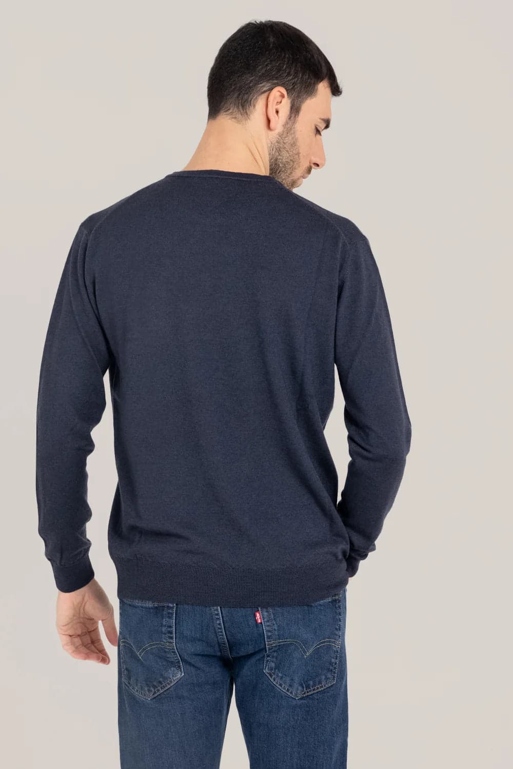 PrIvati Firenze Maglia uomo Girocollo fin 14 tinta acidato FX1130/001 NAVY - 3