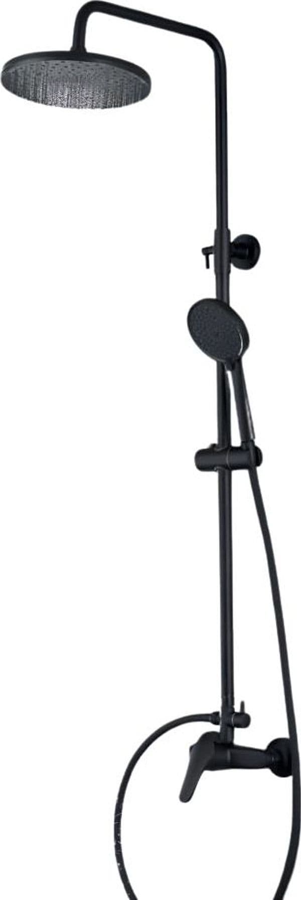 Colonna Doccia Nero Opaco con Miscelatore Meccanico, Supporto Regolabile, Doccetta Multigetto e Soffione Ø225 mm - 4