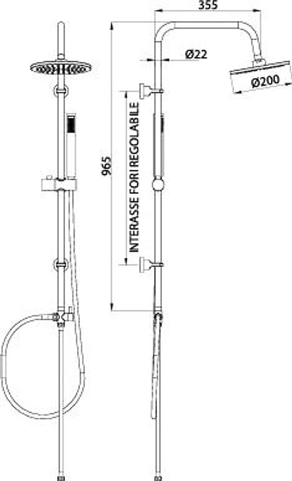 Colonna Doccia Round Cromata con Supporto Regolabile e Soffione Ø20 cm - 4