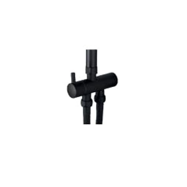 Colonna Doccia Round Nero Opaco con Centrale Scorrevole Minimal e Deviatore Verticale – Soffione Ø20 cm - 2