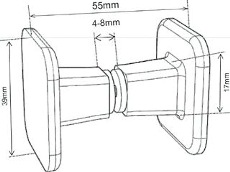 Coppia Pomelli Box Doccia Cromati Square Minimal 39x55 mm - 2