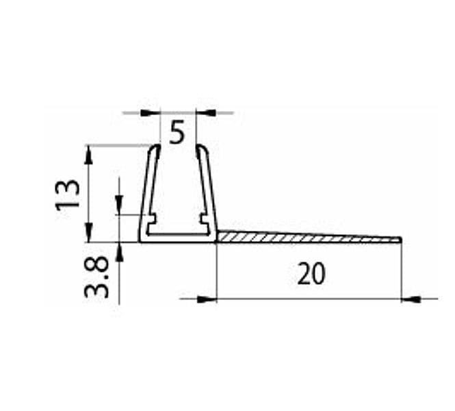 Guarnizione Gocciolatoio Verticale 220 cm con Aletta 20 mm per Vetro 6-8 mm - 2