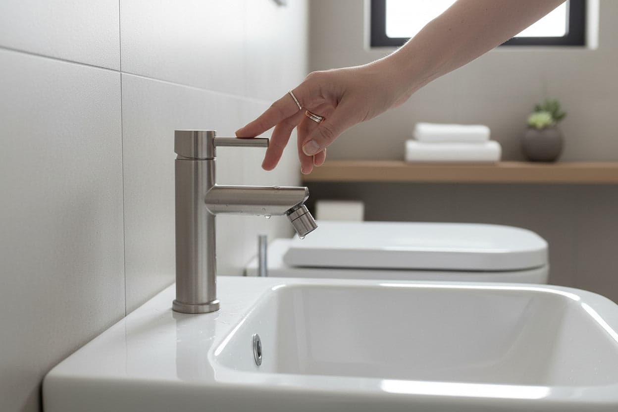 Miscelatore Bidet Acciaio Inox 304 con Piletta Click Clack in Ottone 1”1/4 – Cartuccia Ø35 mm - 3