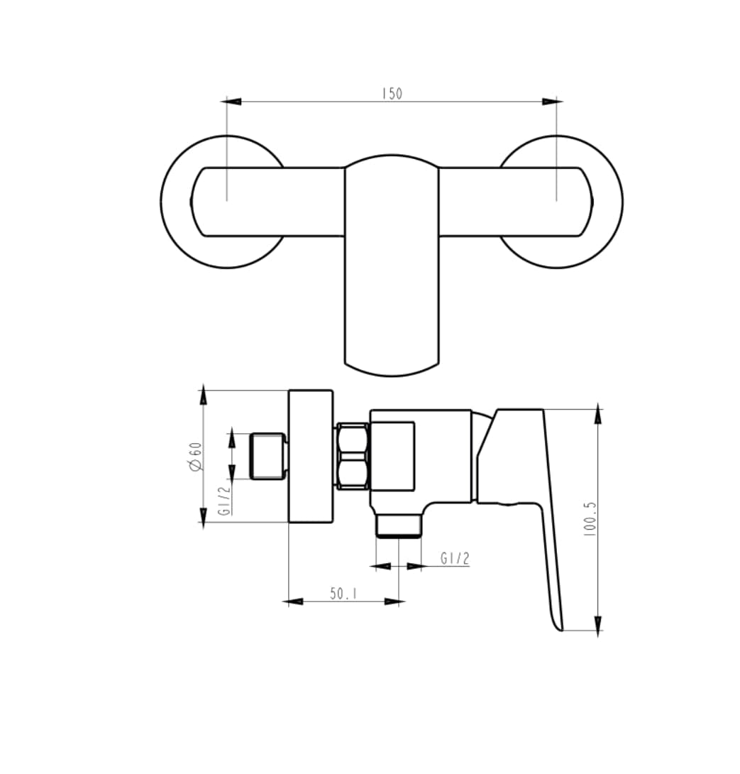Miscelatore Doccia Esterno Design Minimal Nero Opaco – Cartuccia Ø35 mm - 2