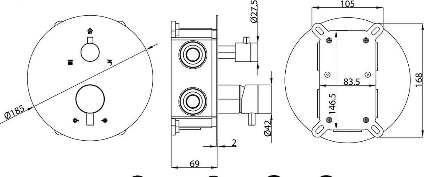Miscelatore Doccia Incasso con Deviatore a 3 Vie Cromato - 2