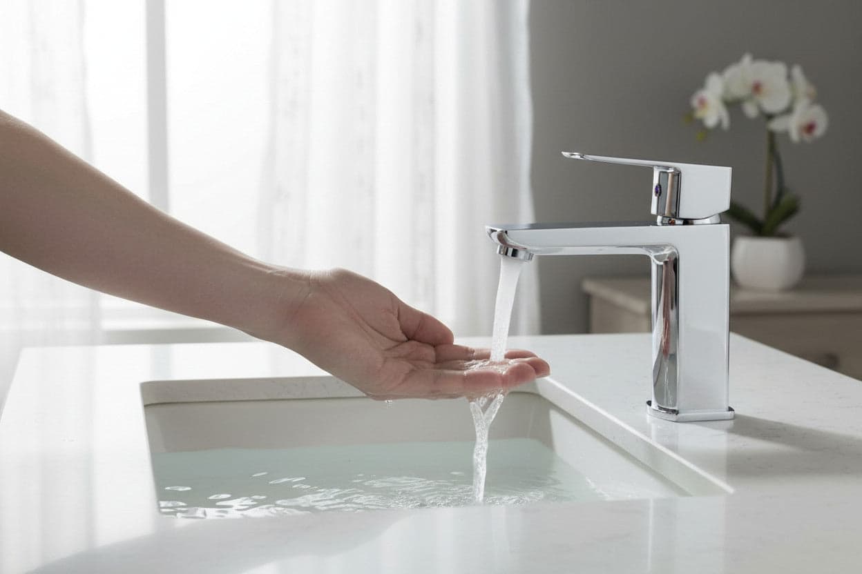 Miscelatore Lavabo Design Minimal con Piletta Click Clack in Ottone 1”1/4 – Cartuccia Ø35 mm - 2