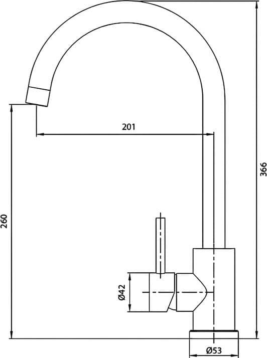 Miscelatore Lavello Canna a Ponte Girevole Acciaio Inox – Cartuccia Ø35 mm - 2