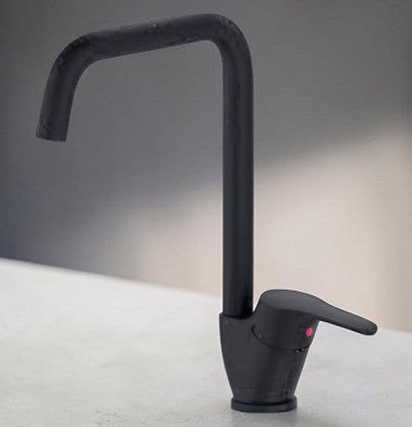 Miscelatore Lavello Cucina Canna Squadrata – Cartuccia Ø40 – Finitura Nera Opaca - 2