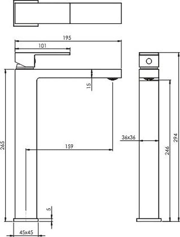 Miscelatore stile quadrato bidet cromato - 3