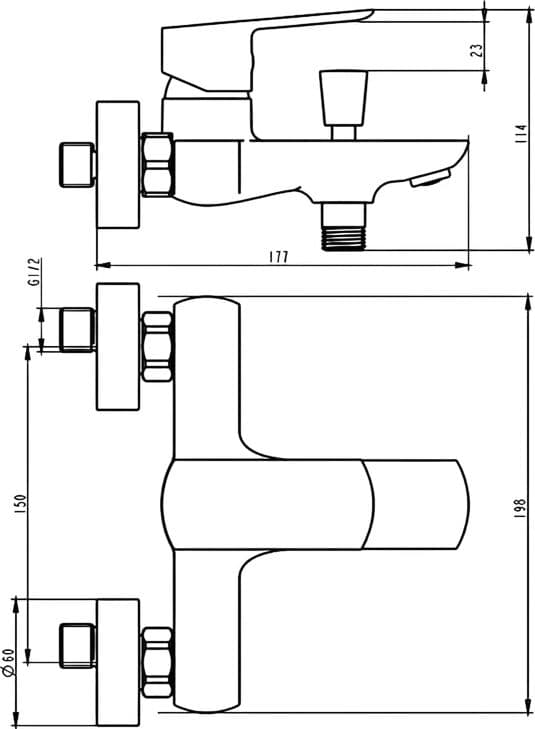 Miscelatore Vasca Esterno Cromato Design Minimal con Doccetta – Cartuccia Ø35 mm - 2