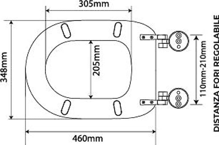 Sedile WC in MDF Bianco con Cerniere Regolabili in Metallo – Distanza Fori 110–210 mm - 4