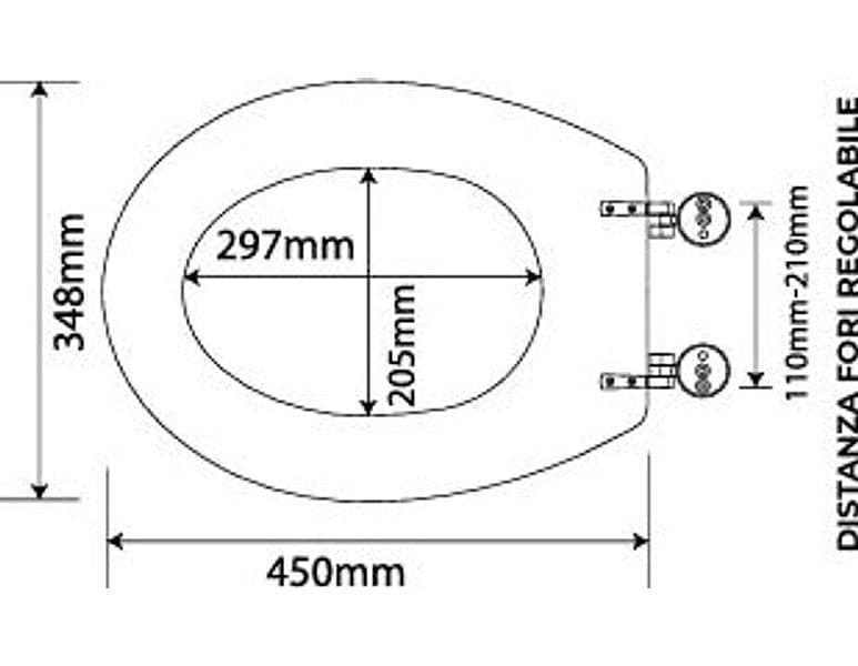 Sedile WC in MDF Bianco con Cerniere Regolabili in Metallo – Interasse 110–210 mm - 3