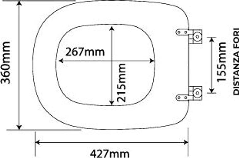Sedile WC in MDF Bianco con Cerniere Regolabili in Metallo – Interasse 155 mm - 2