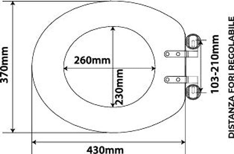 Sedile WC Universale in MDF Bianco Soft Close Sganciabile con Distanza Fori Regolabile 103–210 mm - 5