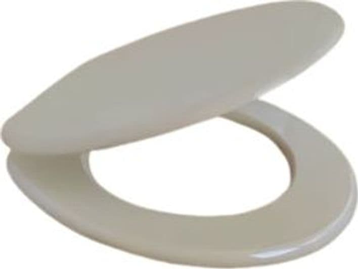Sedile WC Universale in MDF Champagne con Cerniere Regolabili in Acciaio Inox - 2