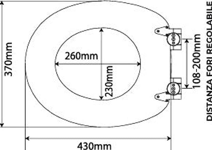 Sedile WC Universale in MDF Soft Close con Cerniere Regolabili in Metallo – Distanza Fori 108–200 mm - 3