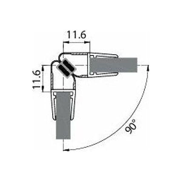 Set 2 Guarnizioni Magnetiche 90° Nere 220 cm per Vetro 6-8 mm - 2