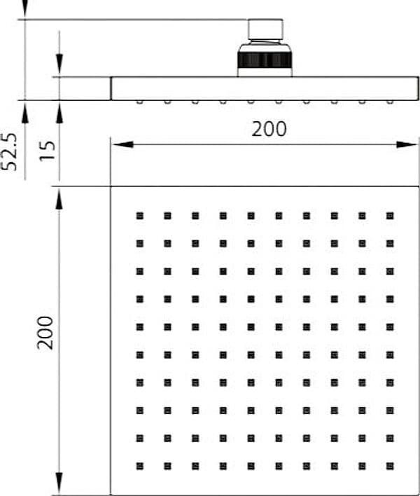 Soffione Doccia Quadrato ABS Nero Opaco Ø200 mm – Ugelli Anticalcare – Attacco Standard 1/2” - 2