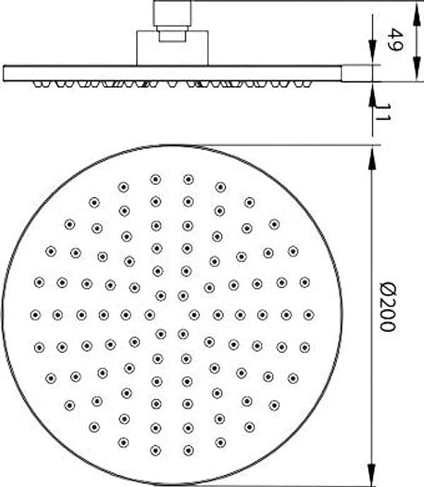 Soffione Doccia Round ABS Nero Opaco Ø200 mm – Ugelli Anticalcare – Attacco Standard 1/2” - 2