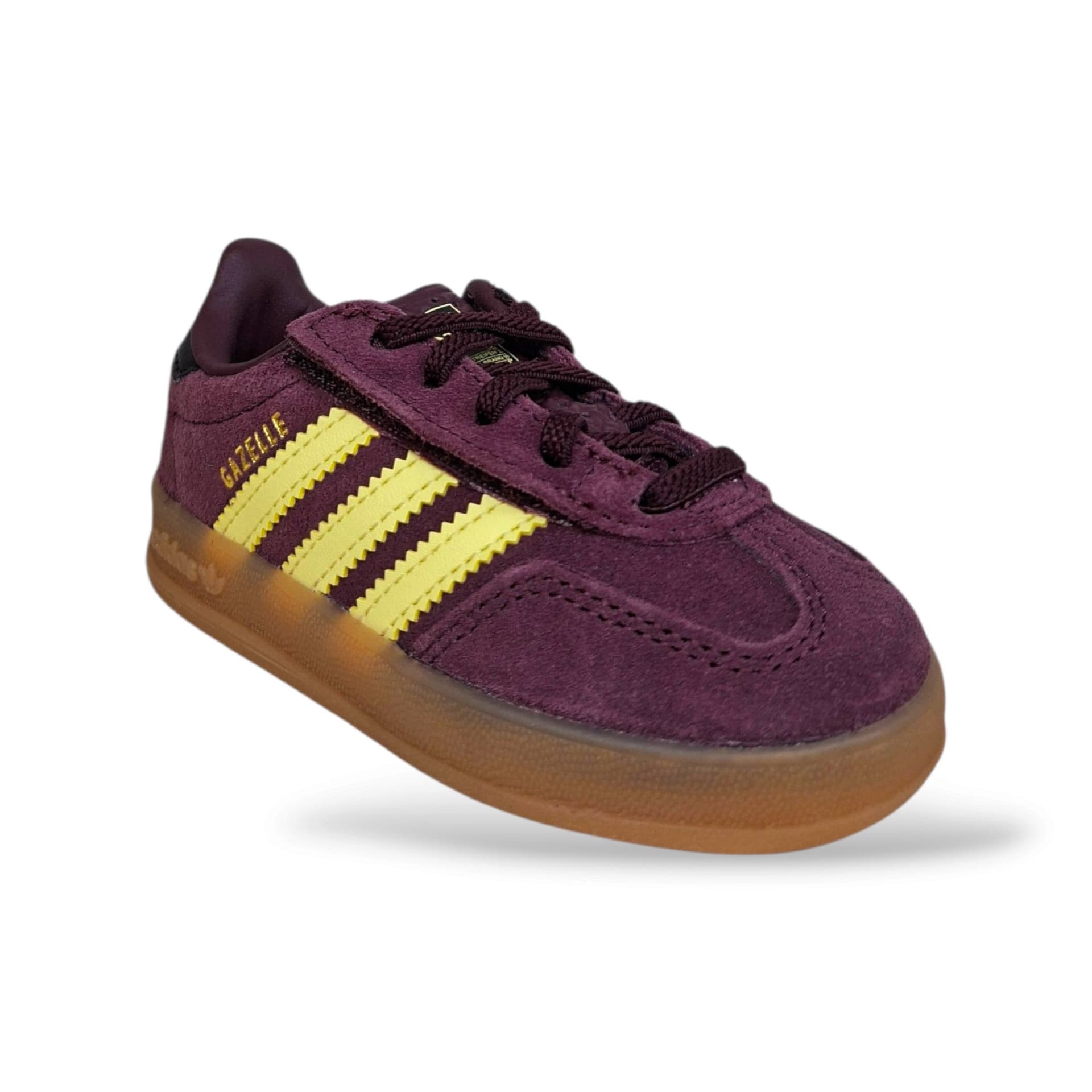 Adidas Gazelle Indoor Kids Sneakers Bambini Viola Giallo Camel | Velcro Suede 3-Stripes Originals | Taglie 22-27 | Scarpetteria Gica - 2