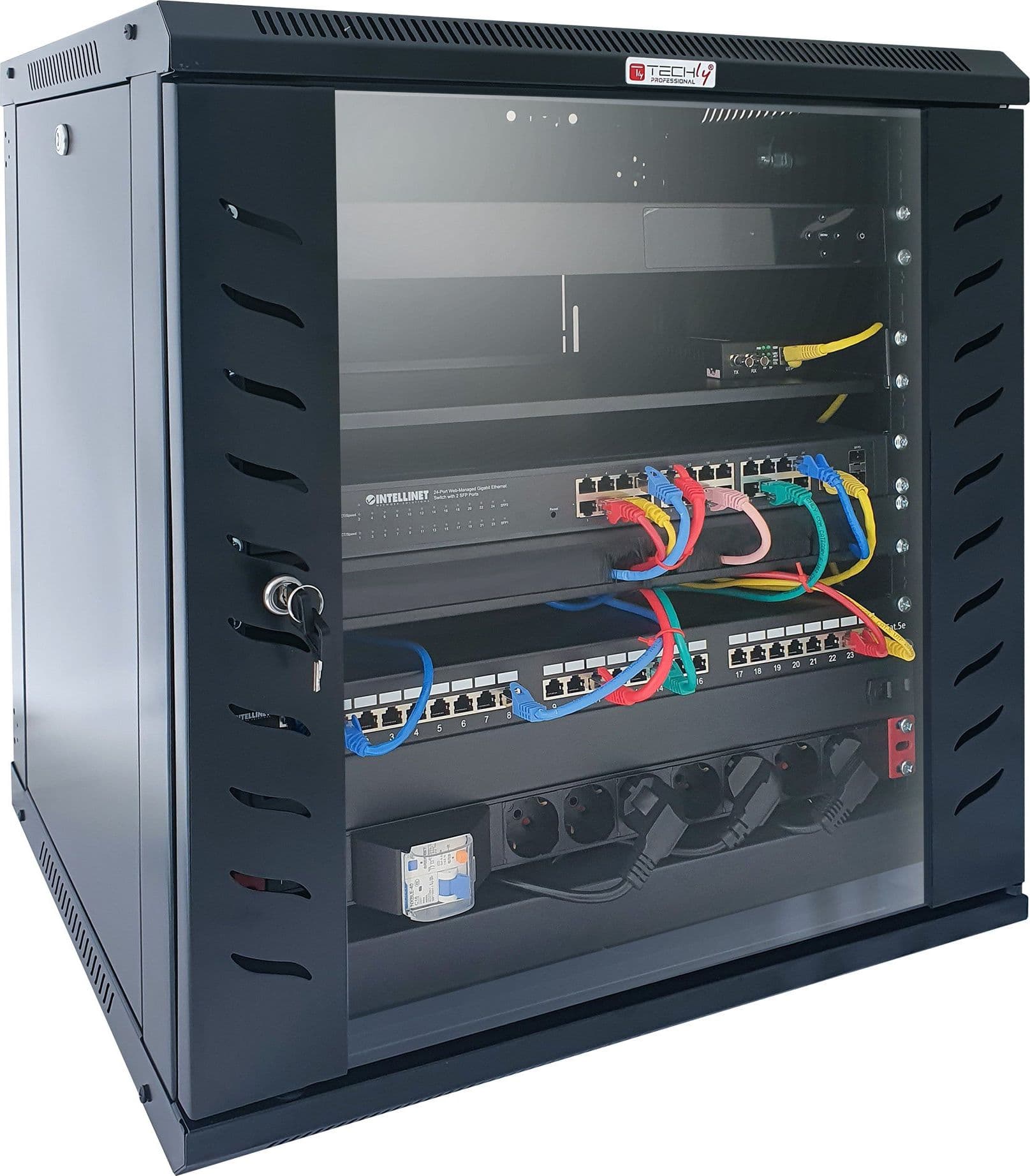 Armadio Rack 19'' a Muro 12 Unit&agrave P.600 mm Flat Pack Nero - 2