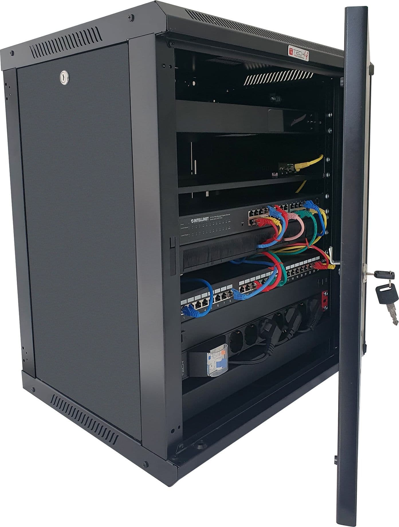 Armadio Rack 19'' a Muro 12 Unit&agrave P.600 mm Flat Pack Nero - 17