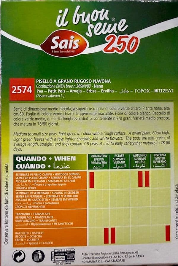 Pisello a Grana Rugoso Navona Nano Kg 1 Cost. ENEA Semi SAIS - 4