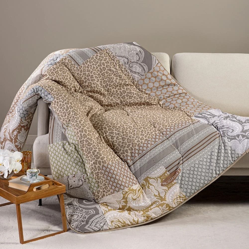 Plaid Scaldotto Caleffi 130x170 Panther in Cotone Pettinato – Coperta da Divano Calda e Morbida Fantasia - 2