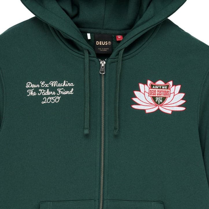 Felpa Deus Ex Machina Sacred Crest Zip  Green - 3